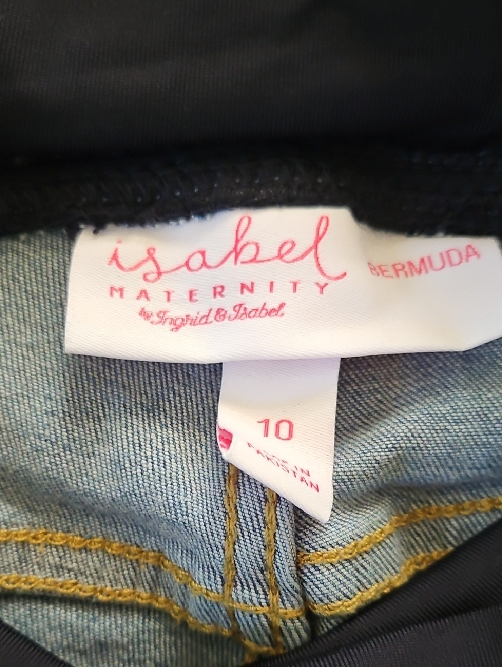 Isabel Maternity Bermuda Shorts- Crossover Panel- Distressed Denim - Size 10 - Picture 6 of 7